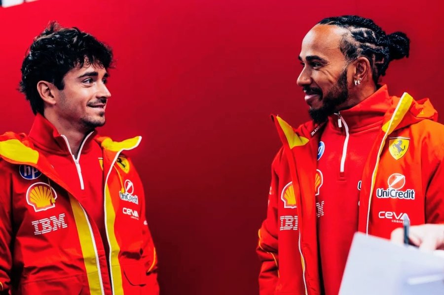 Charles Leclerc y Lewis Hamilton, los pilotos de Ferrari en la temporada 2025.