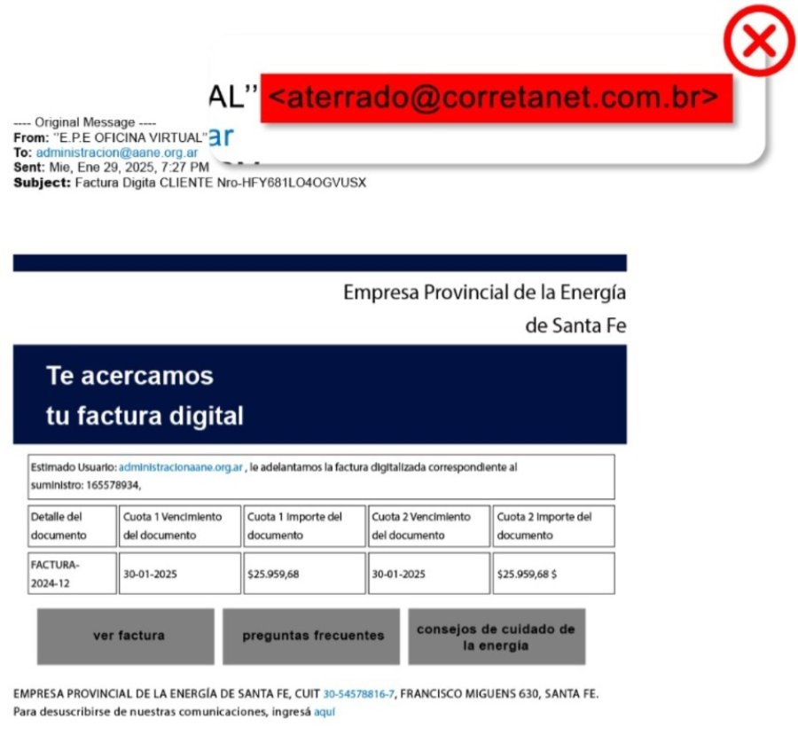 Es necesario verificar la cuenta de origen del correo.