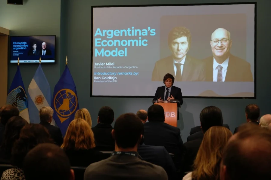 Milei habló en la sede del BID.