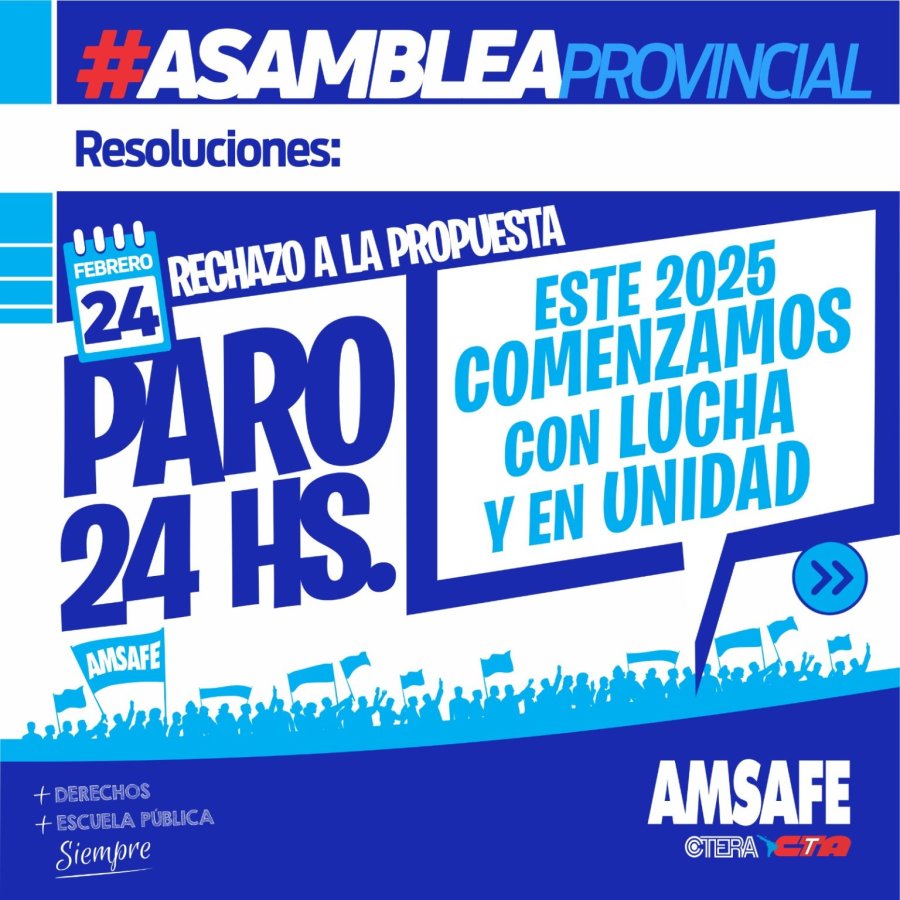 AMSAFE INICIA EL A&Ntilde;O CON MEDIDAS DE FUERZA. Las clases comenzar&aacute;n con lucha y en unidad y con actividades en toda la provincia.