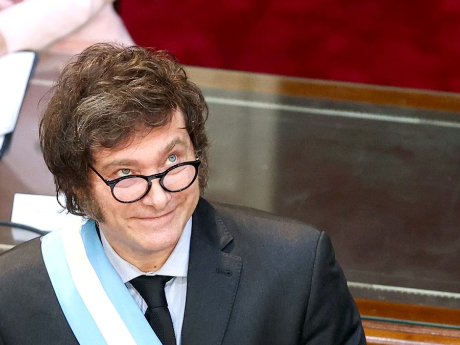 MANDATARIO. Javier Milei, durante la apertura de la sesiones ordinarias del 2024.