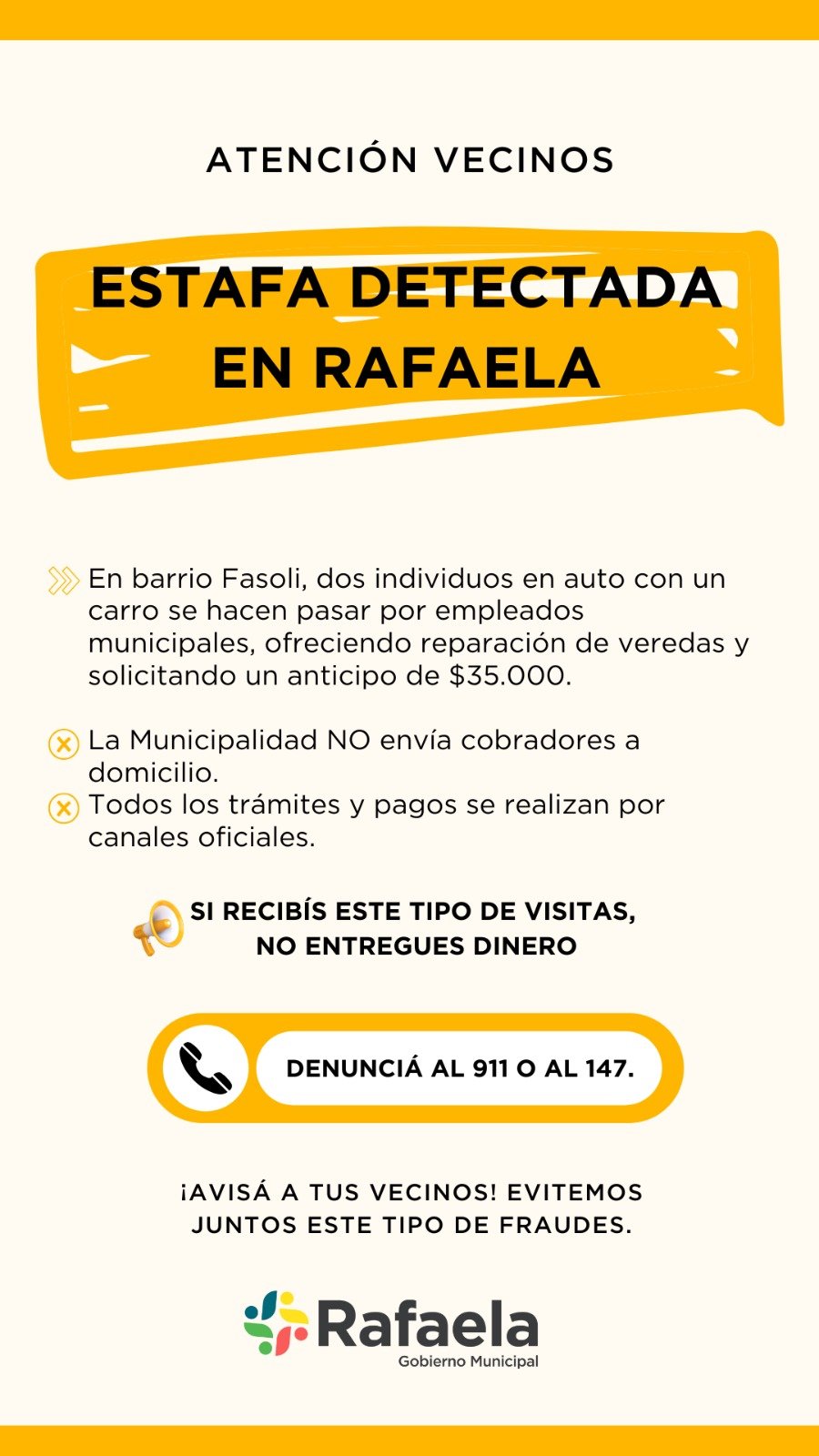 La circular emitida desde el Municipio