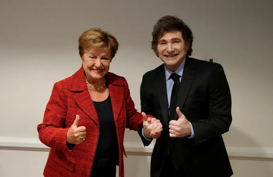 ACUERDO CERCANO. La titular del FMI, Kristalina Georgieva y el presidente, Javier Milei.