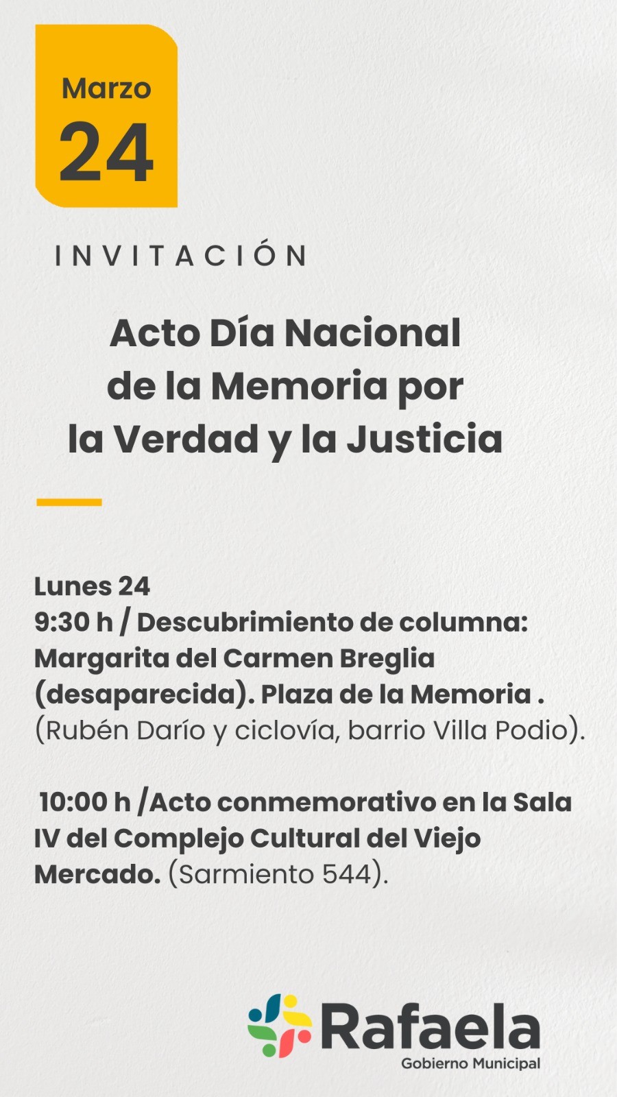 Acto oficial por el D&iacute;a Nacional de la Memoria por la Verdad y la Justicia.