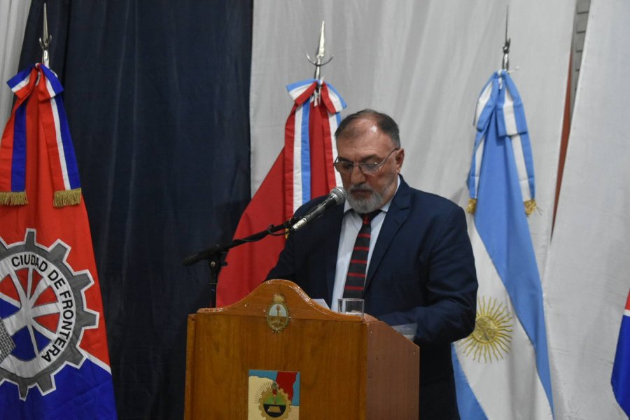 El Intendente durante su mensaje.