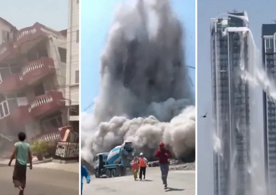 Imágenes de edificio colapsado.