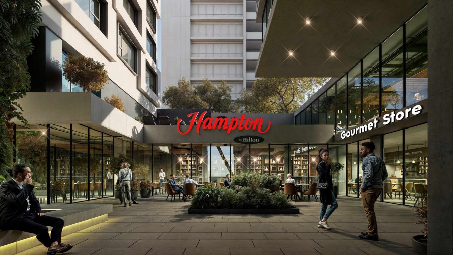 Así quedará el nuevo Hampton by Hilton Rosario una vez que concluya la construcción.