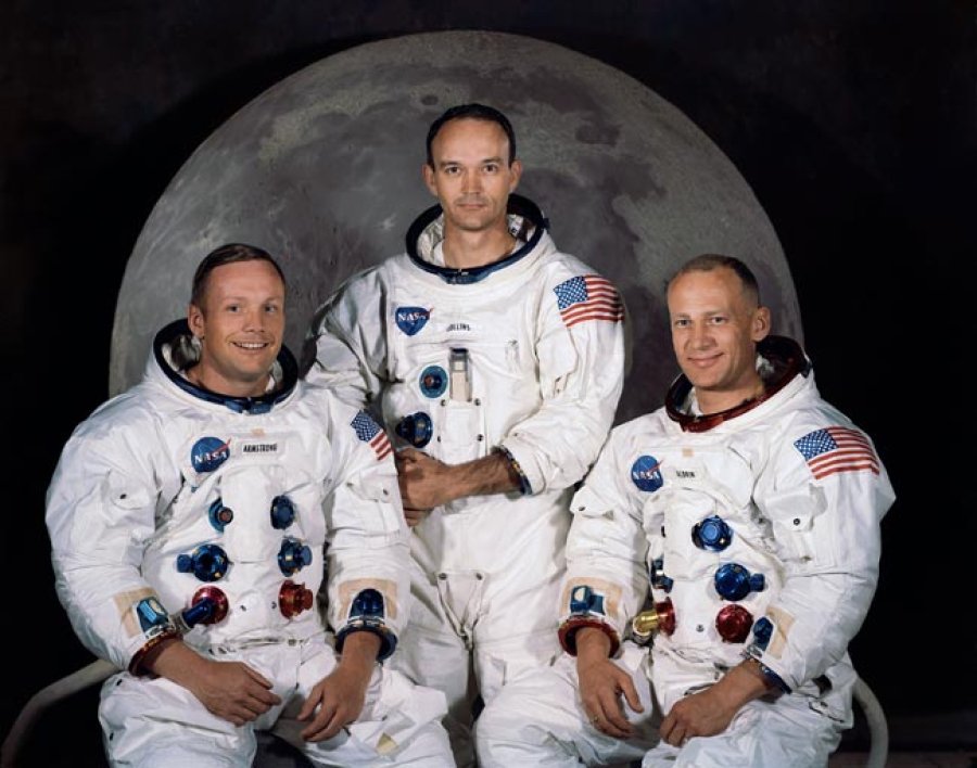 Tripulaci&oacute;n de la Apolo 11 Neil Armstrong, Michael Collins y Buzz Aldrin.