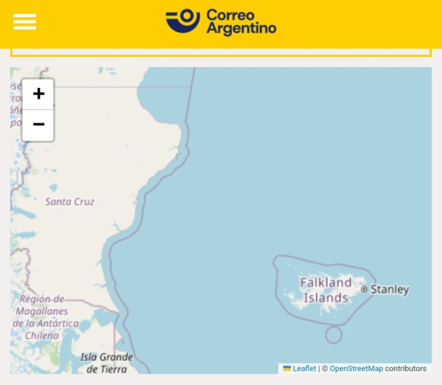 "ERROR INVOLUNTARIO". Correo Argentino corrigió un mapa que llamaba ´Falkland´a las Islas Malvinas.