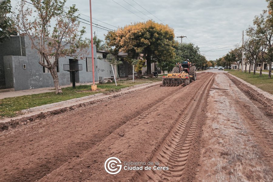 Los trabajos iniciados en la Av. Belgrano.
