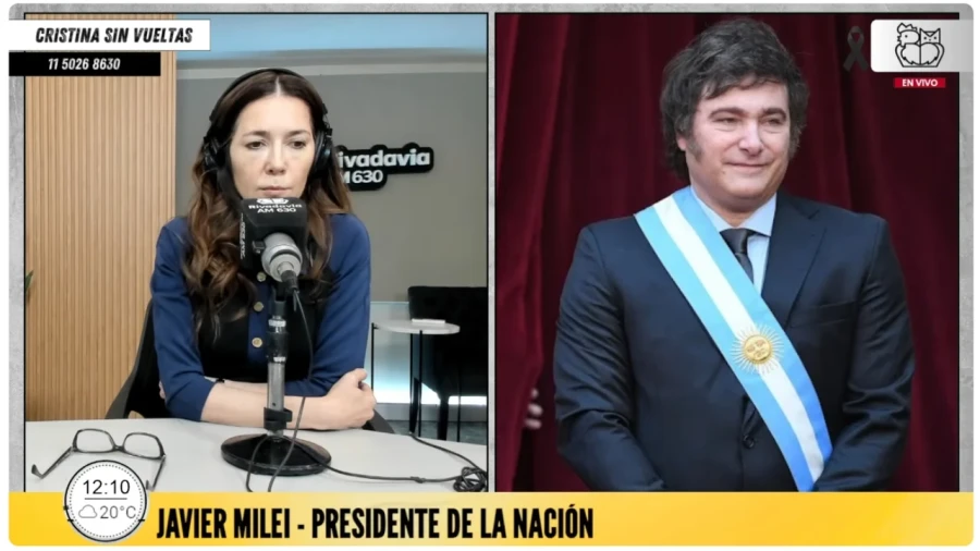 Cristina Pérez y Javier Milei.