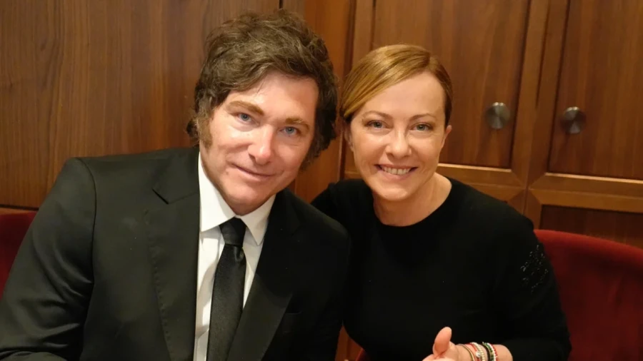 Javier Milei compartió un almuerzo con la primera ministra italiana, Giorgia Meloni.