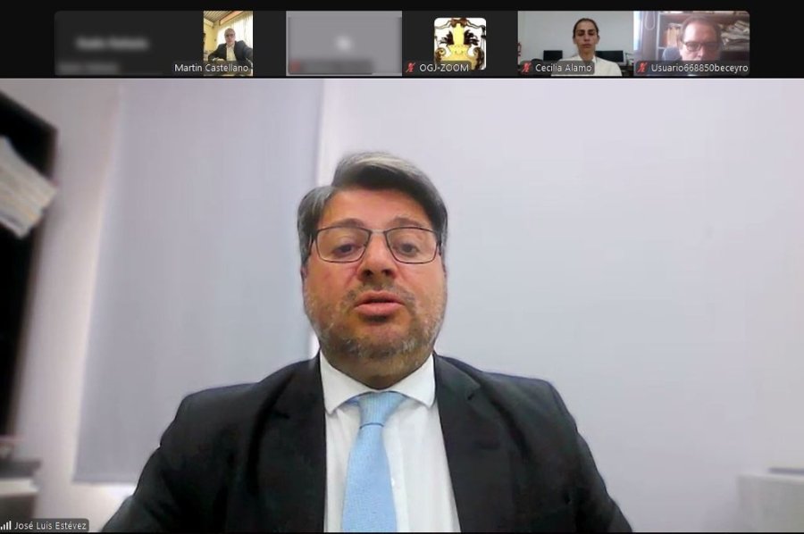 El juez José Luis Estévez al dar lectura a la sentencia durante una audiencia virtual.