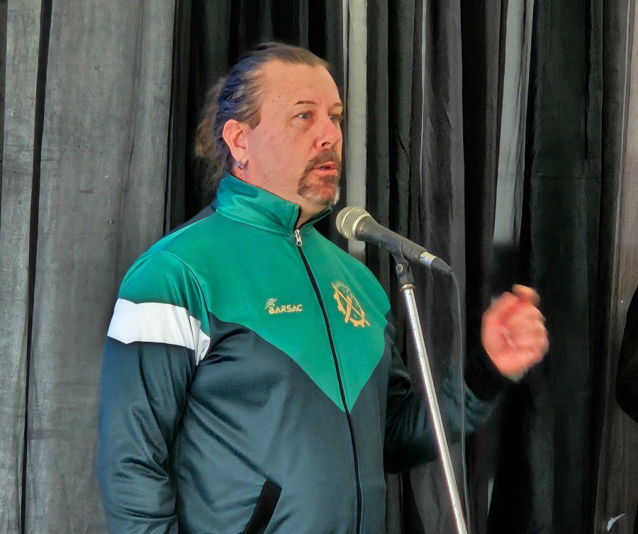 Sebasti&aacute;n Beccar&iacute;a, de Luz y Fuerza, en la apertura del encuentro. (FOTO D. CAMUSSO)