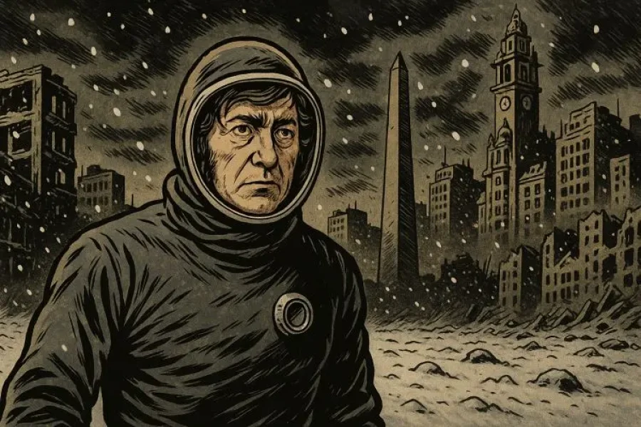 El presidente Javier Milei caracterizado como El Eternauta.