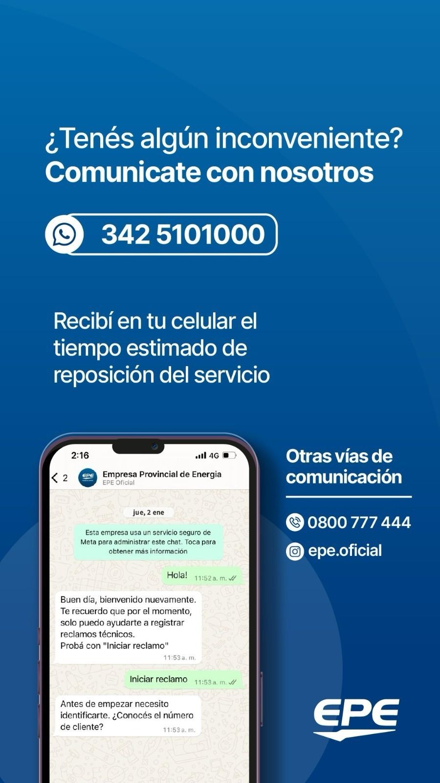 La EPE incorpora canales de atención para los usuarios de Agencia Rafaela Norte.