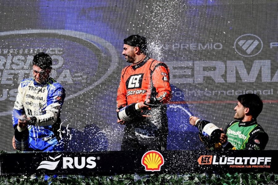 Jerem&iacute;as Olmedo, Mauricio Lambiris e Ignaci&oacute;n Fa&iacute;n en el podio de Termas.