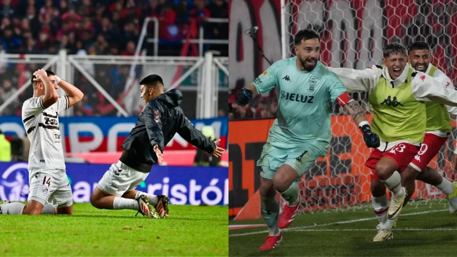 Jugadores de Platense y Huracán, festejando la clasificación a la final.