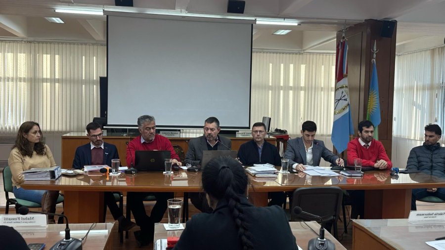 Los funcionarios del Ejecutivo durante la presentaci&oacute;n en el Concejo.