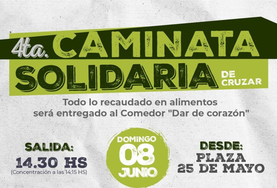 CAMINATA SOLIDARIA. Comienza en la Plaza 25 de Mayo para continuar por puntos emblemáticos de la ciudad.