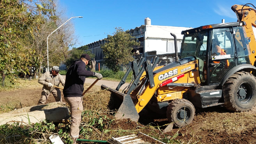 Cuadrilla municipal en plena labor.