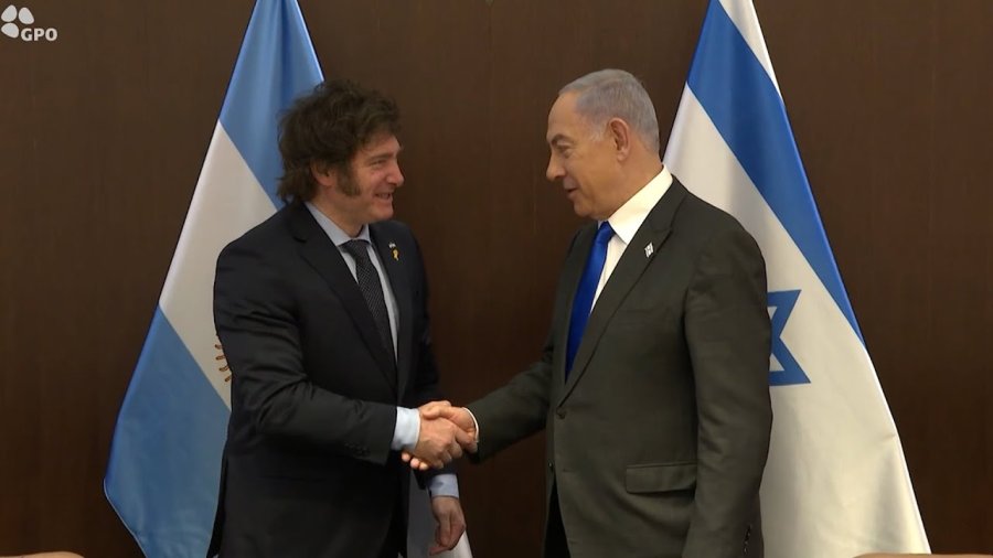 JUNTOS. Benjamin Netanyahu, el primer ministro israelí, y Javier Milei, el presidente de los argentinos.