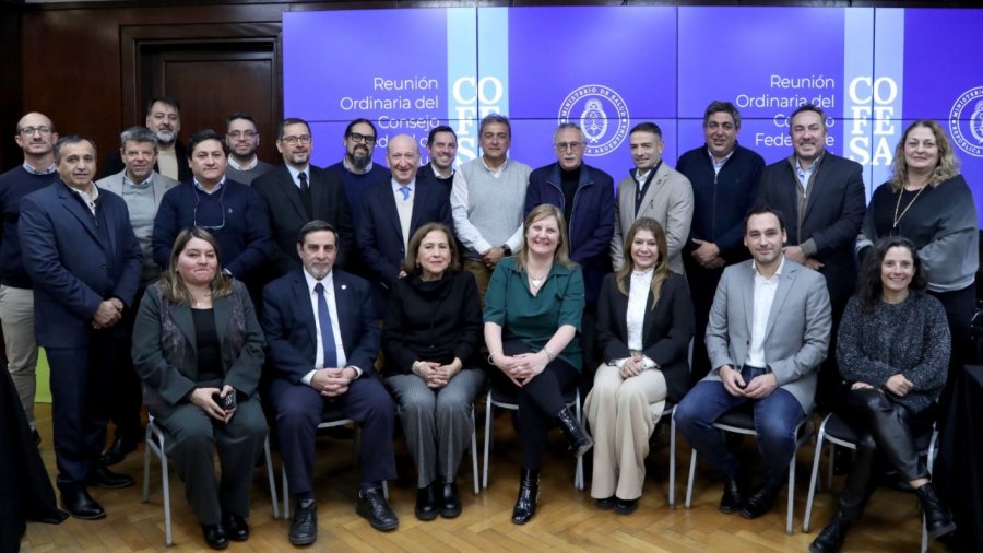 El ministro de Salud de la Nación, Mario Lugones, junto a sus pares de las provincias, entre ellas la santafesina Silvia Ciancio (a la derecha)