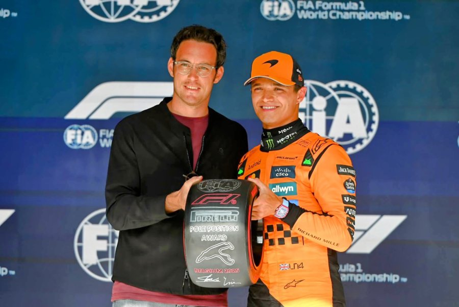 Thierry Neuville (el belga campeón mundial de Rally) y el autor de la pole Lando Norris.