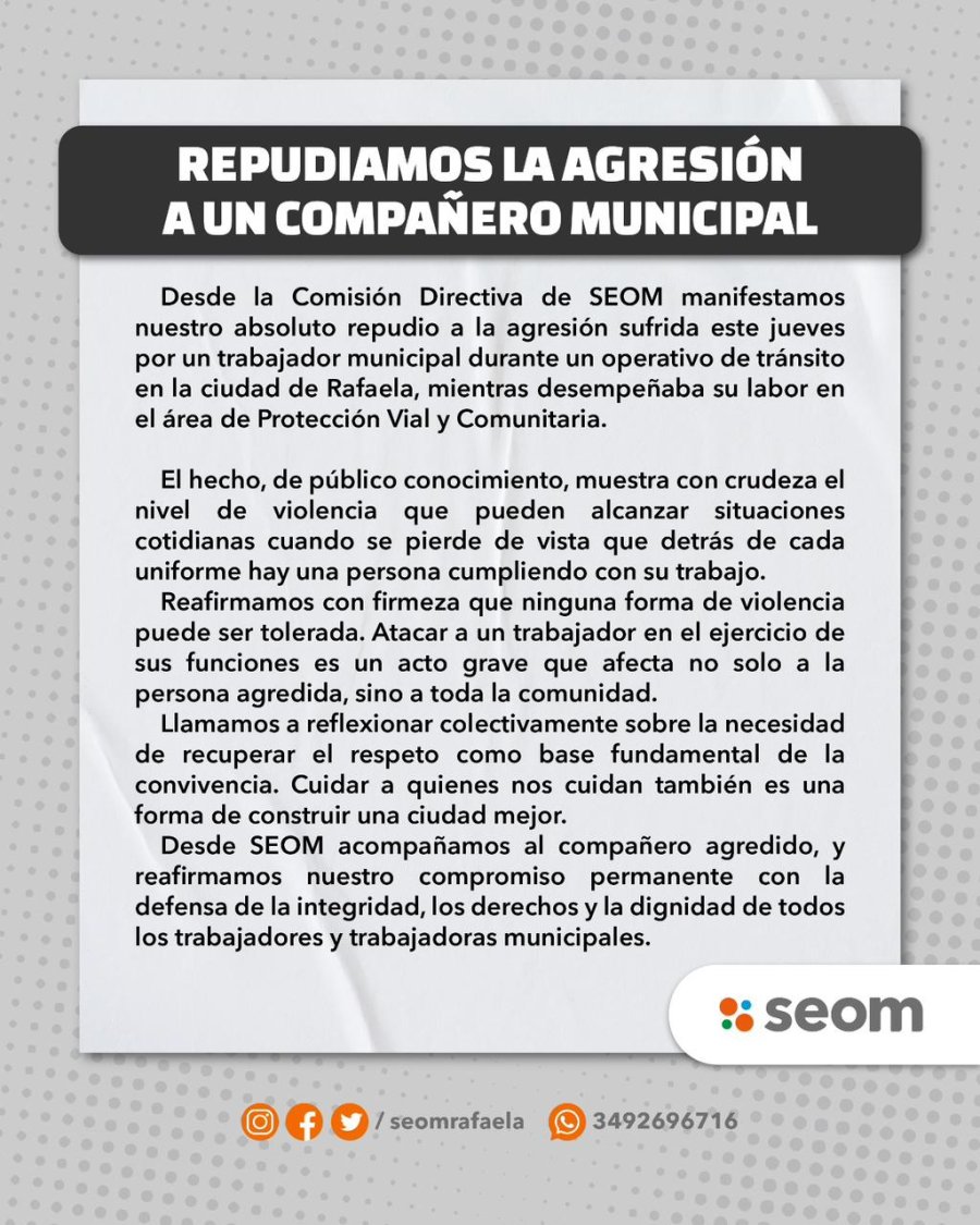 El comunicado difundido por el SEOM.