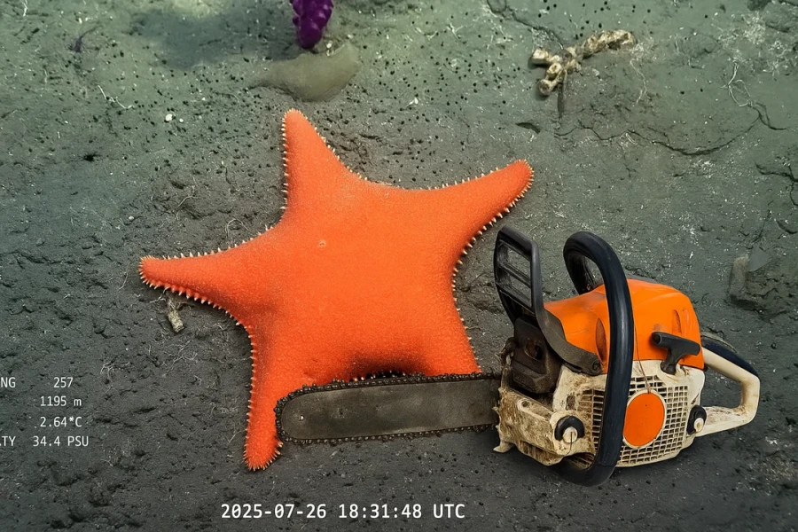 La estrella de mar con cola y la motosierra, el símbolo del gobierno de Javier Milei.