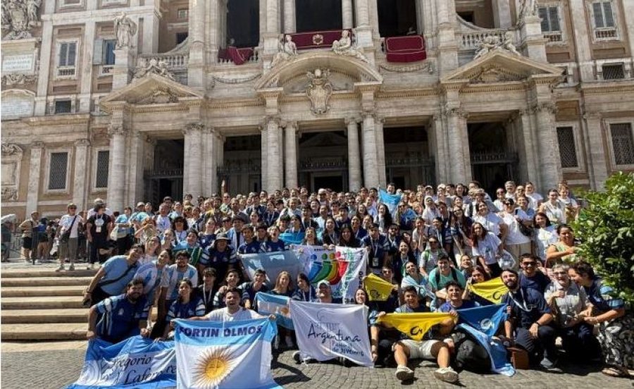 La multitudinaria delegación argentina.