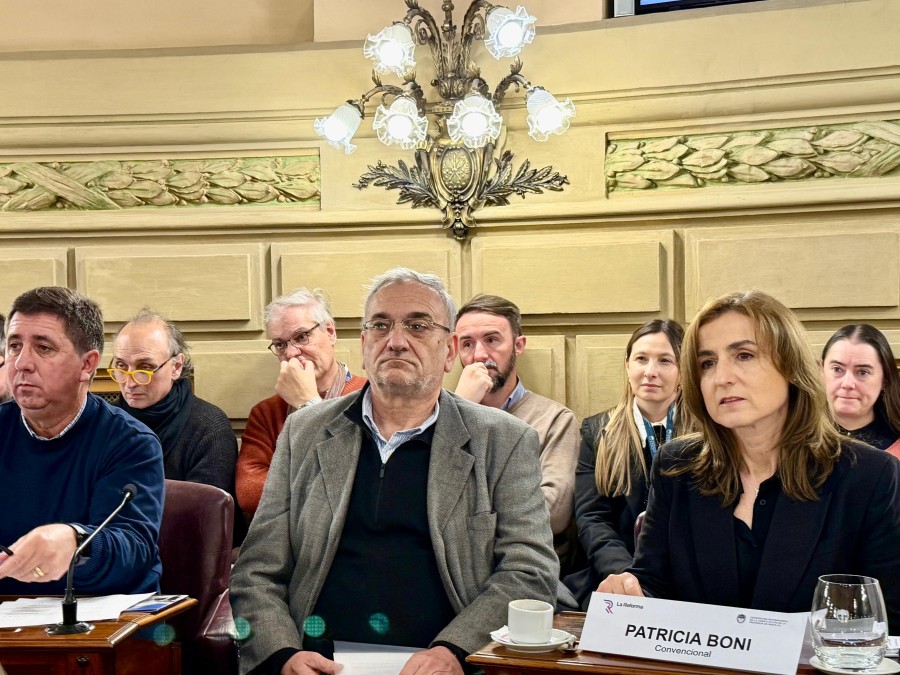 Alcides Calvo al participar en la reunión de la Comisión del Poder Ejecutivo y Legislativo.