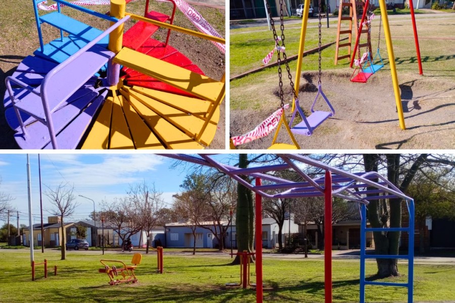 La Municipalidad continúa con tareas de reacondicionamiento en plazas de distintos barrios.