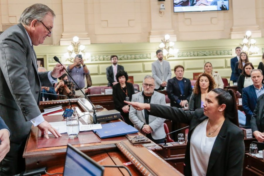 ASUNCIÓN. Verónica Colombo presta juramente ante el presidente de la Convención, Felipe Michlig.