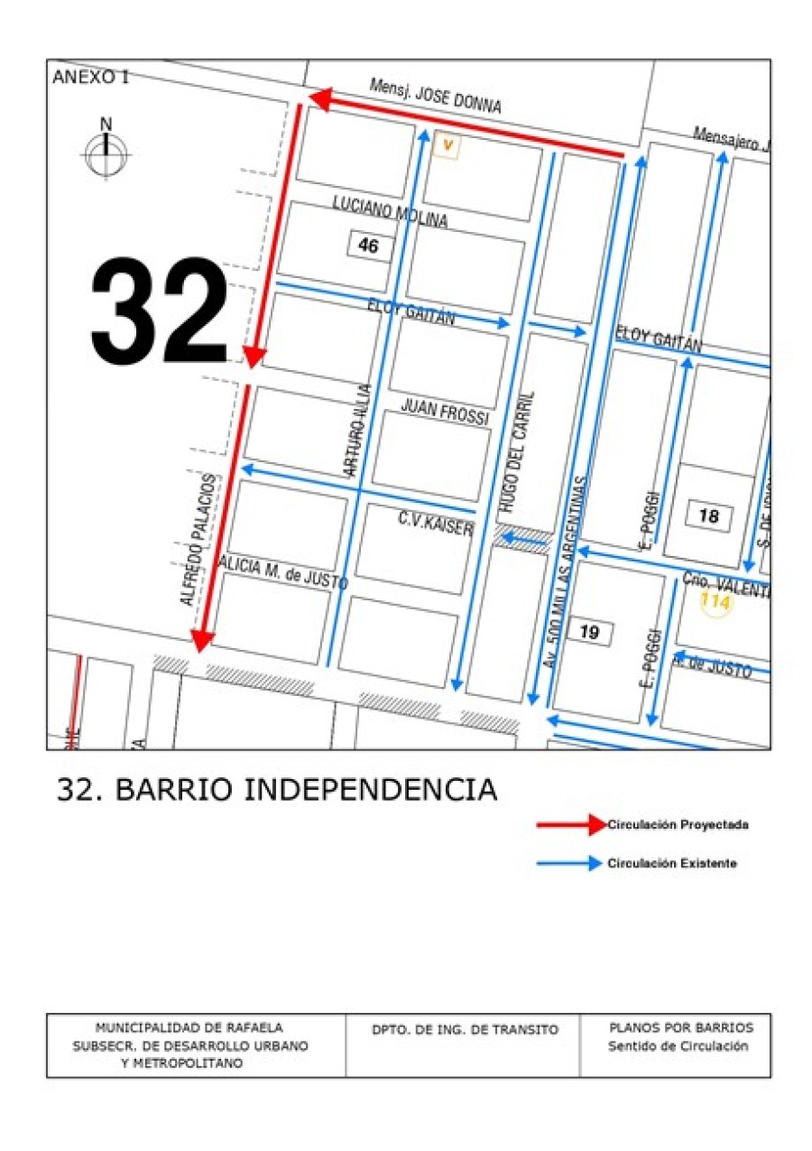 Rige el cambio de sentido en dos calles del barrio Independencia.