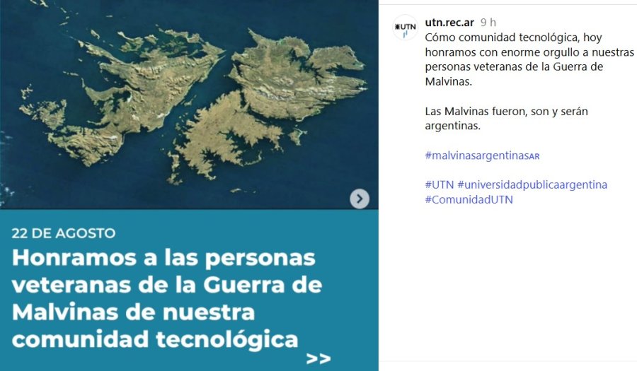 La publicación compartida por el Rectorado de UTN en sus redes sociales.