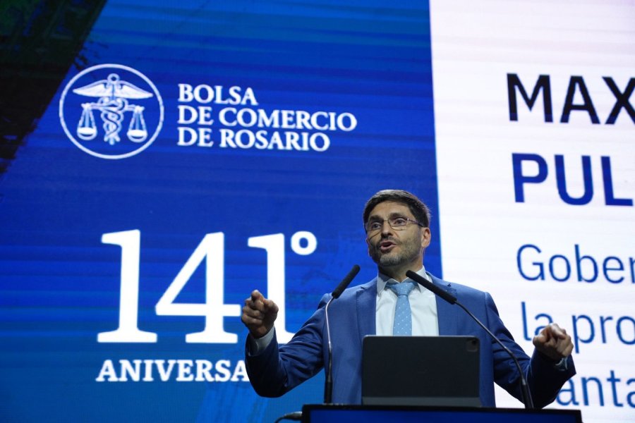 El gobernador Pullaro habló en el acto central por el 141° aniversario de la Bolsa de Comercio de Rosario.