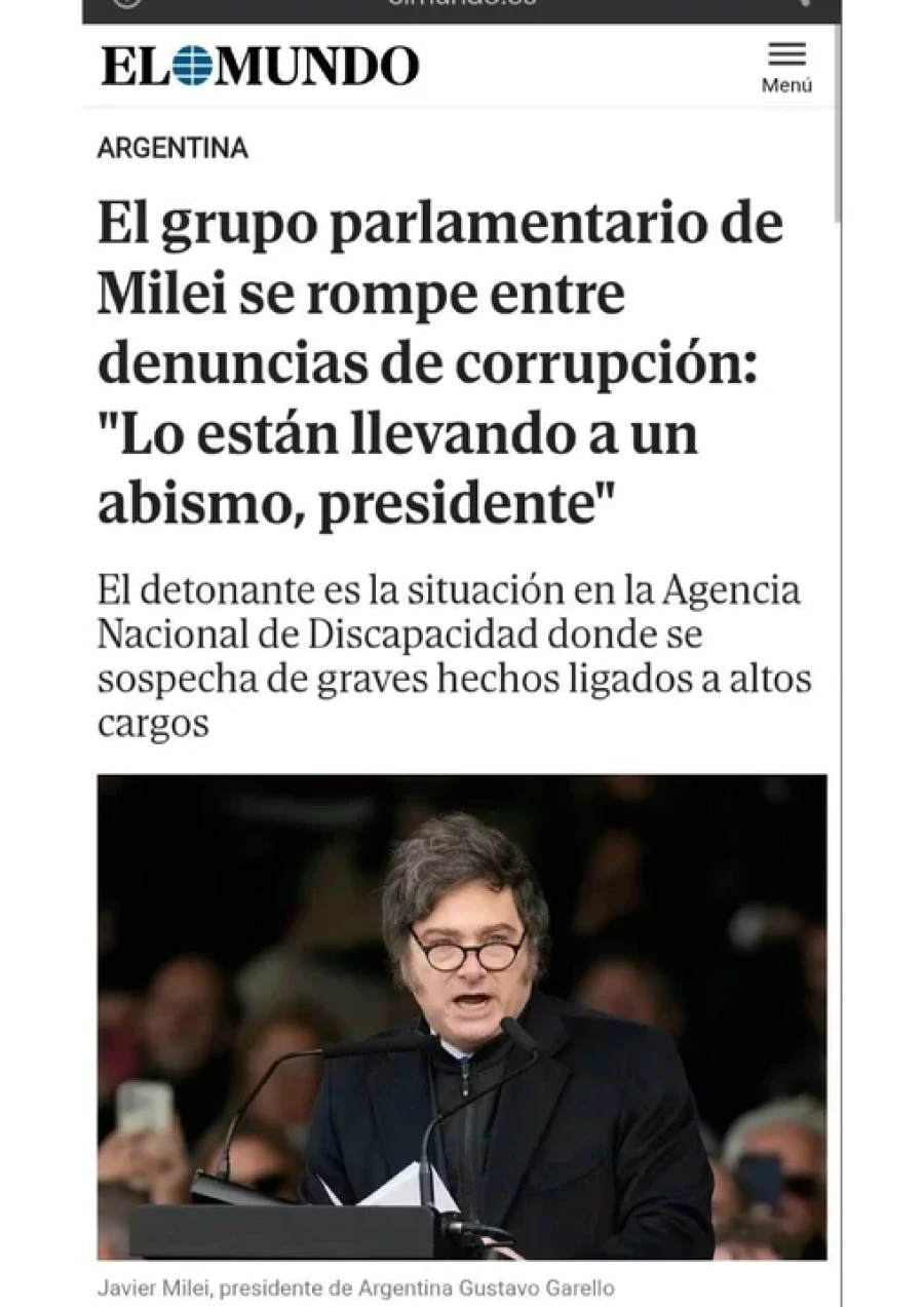 Medios del mundo reflejan el "Mani pulite en la Argentina" del gobierno de Javier Milei.
