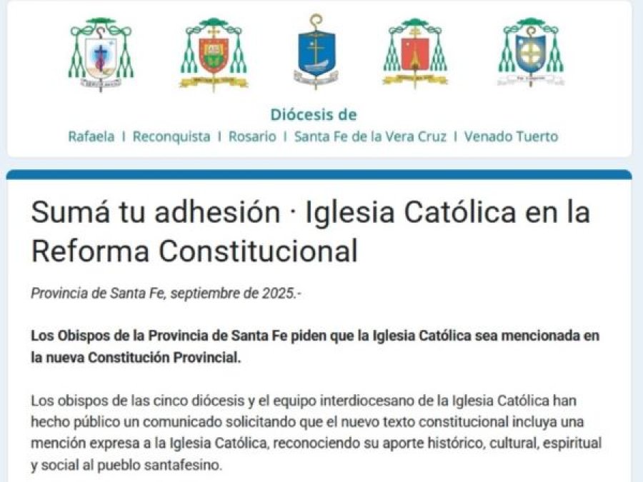 PEDIDO. Pese a la eliminación de la confesionalidad del Estado, los obispos reclaman que la Constitución de Santa Fe siga mencionando a la Iglesia Católica.