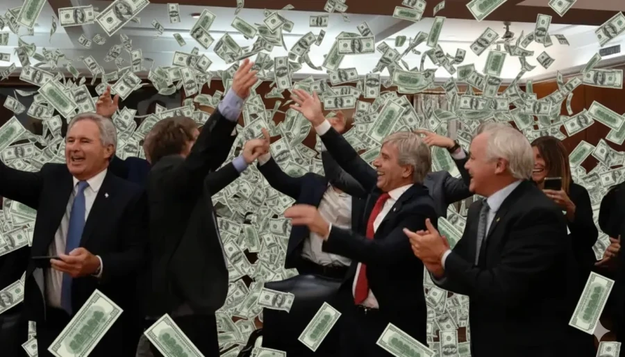 Luis Caputo, Javier Milei y el equipo económico.