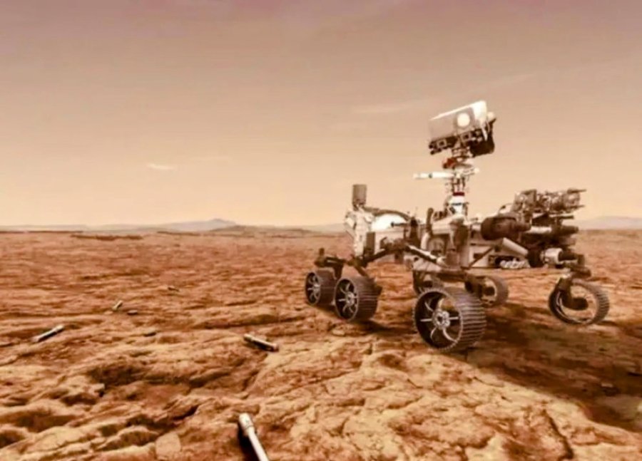 MARTE. Róver Perseverance en el planeta rojo, donde encontró posibles rastros de vida del pasado.