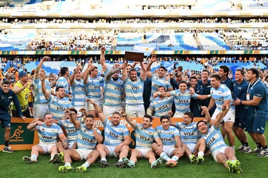 FESTEJO EN SYDNEY. Fue un gran partido de Los Pumas.