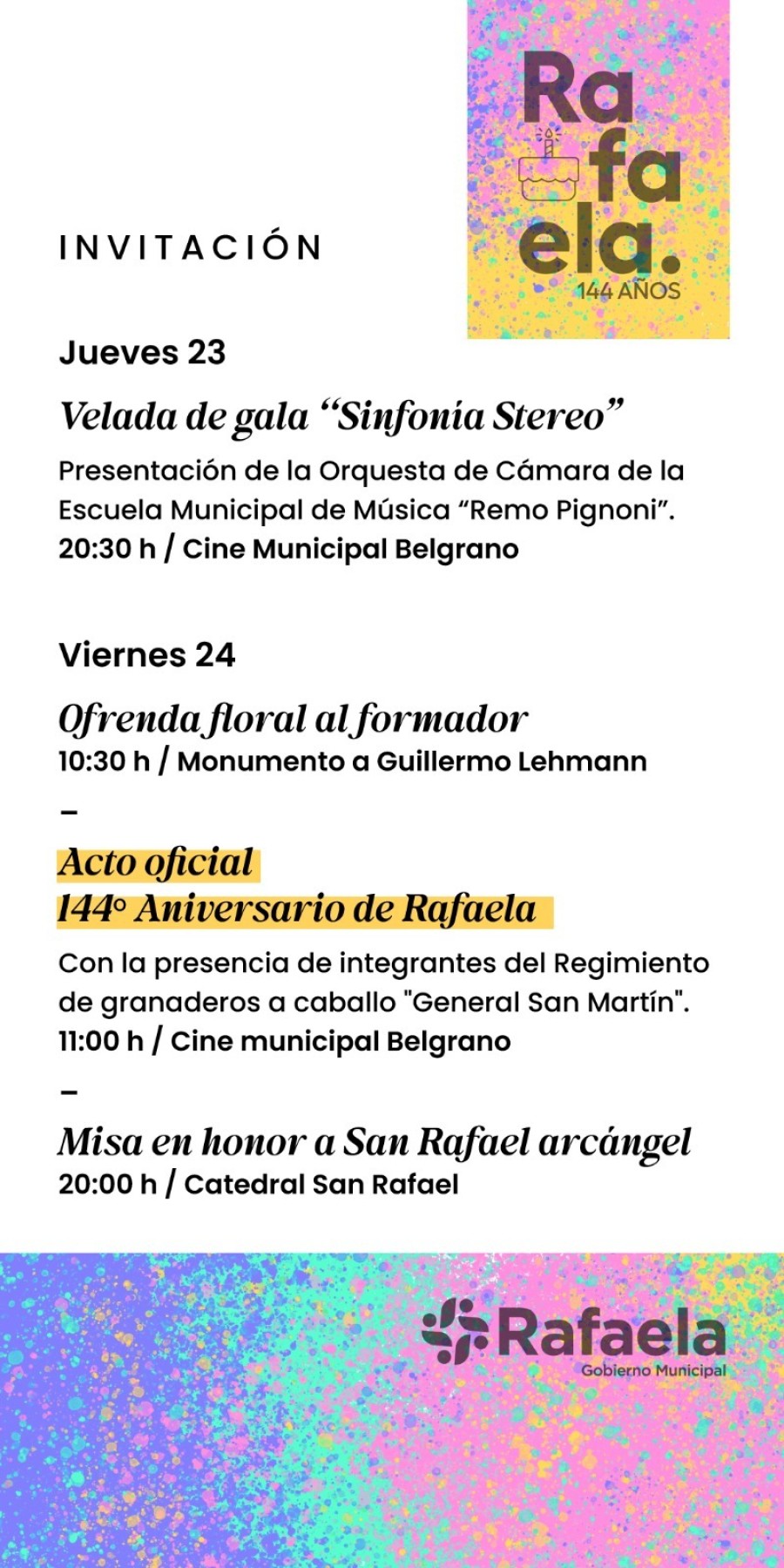 El viernes 24 las actividades comenzarán a las 10:30 con la ofrenda floral al formador Guillermo Lehmann.