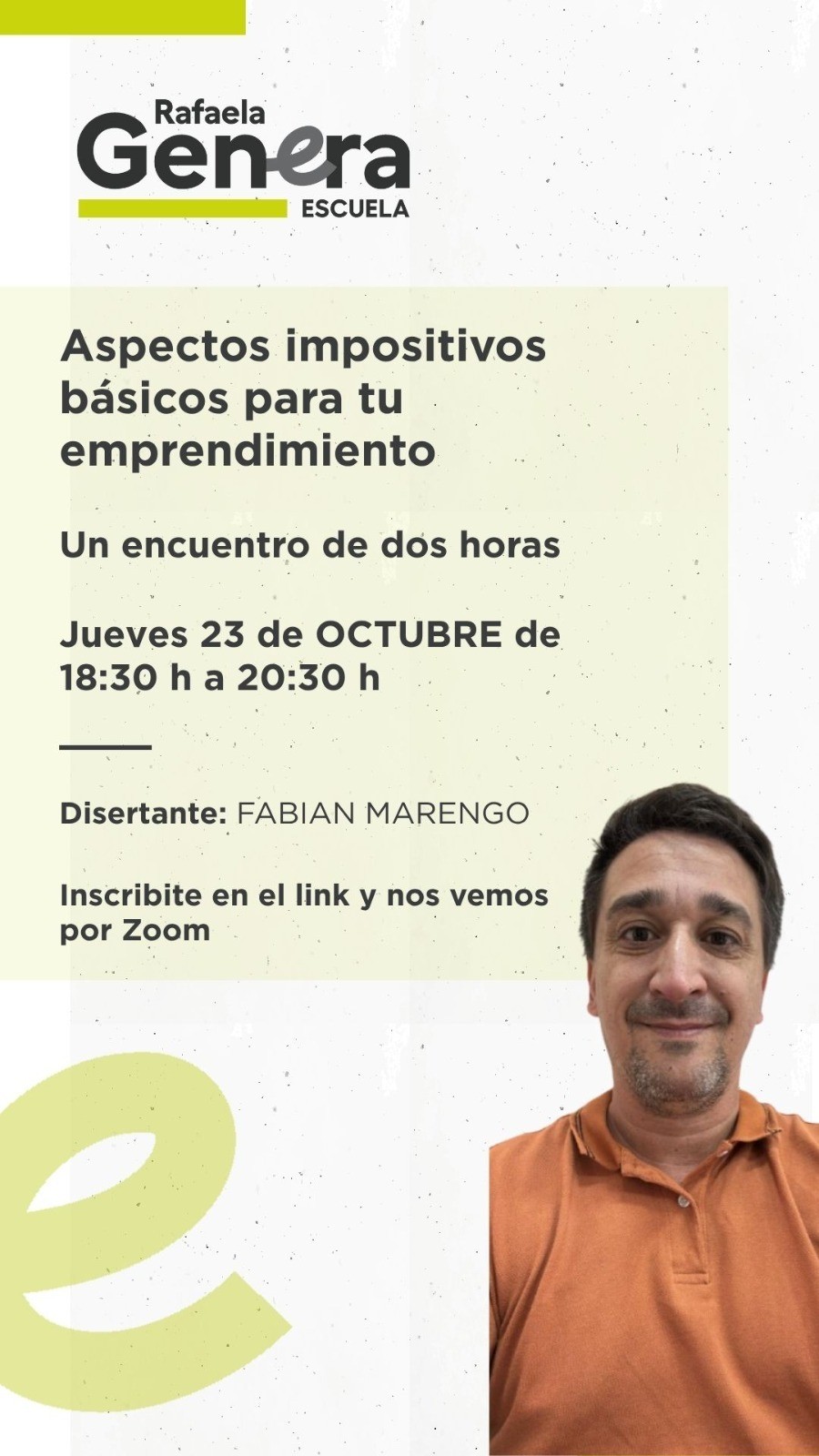 La propuesta se desarrollará de 18:30 a 20:30.
