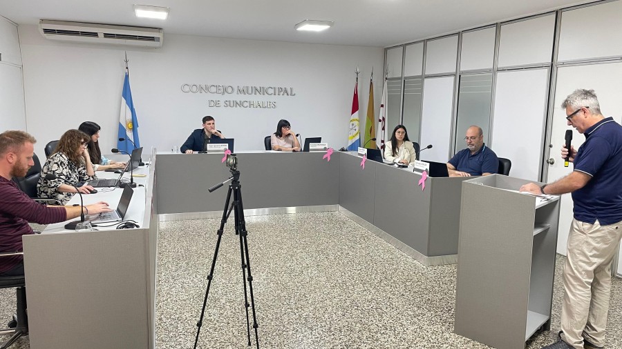 Los ediles y Daniel Bernini durante su exposición.