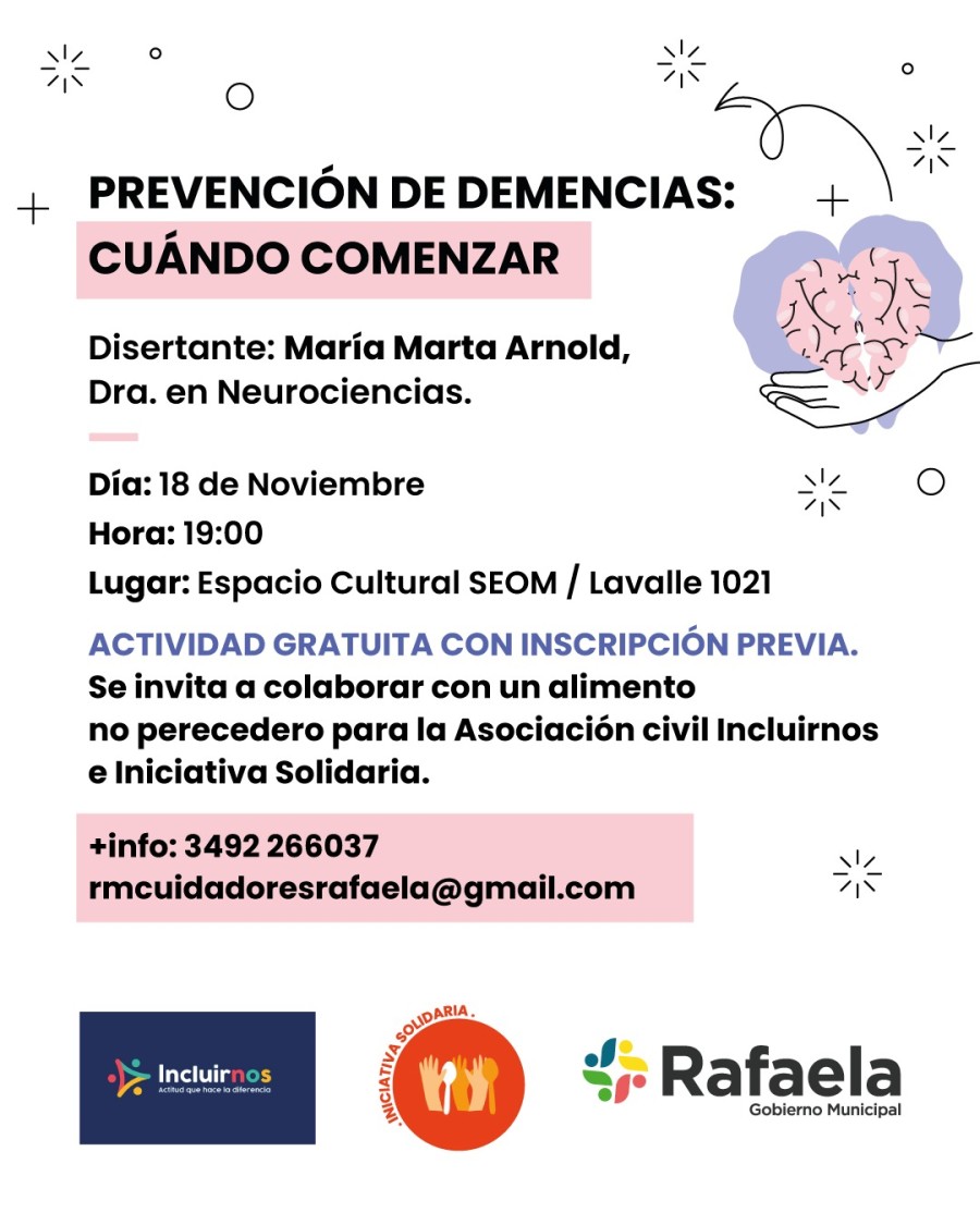 La actividad se realizará en el marco del programa "Registro municipal de cuidadores y/o personas que requieren atención especial".