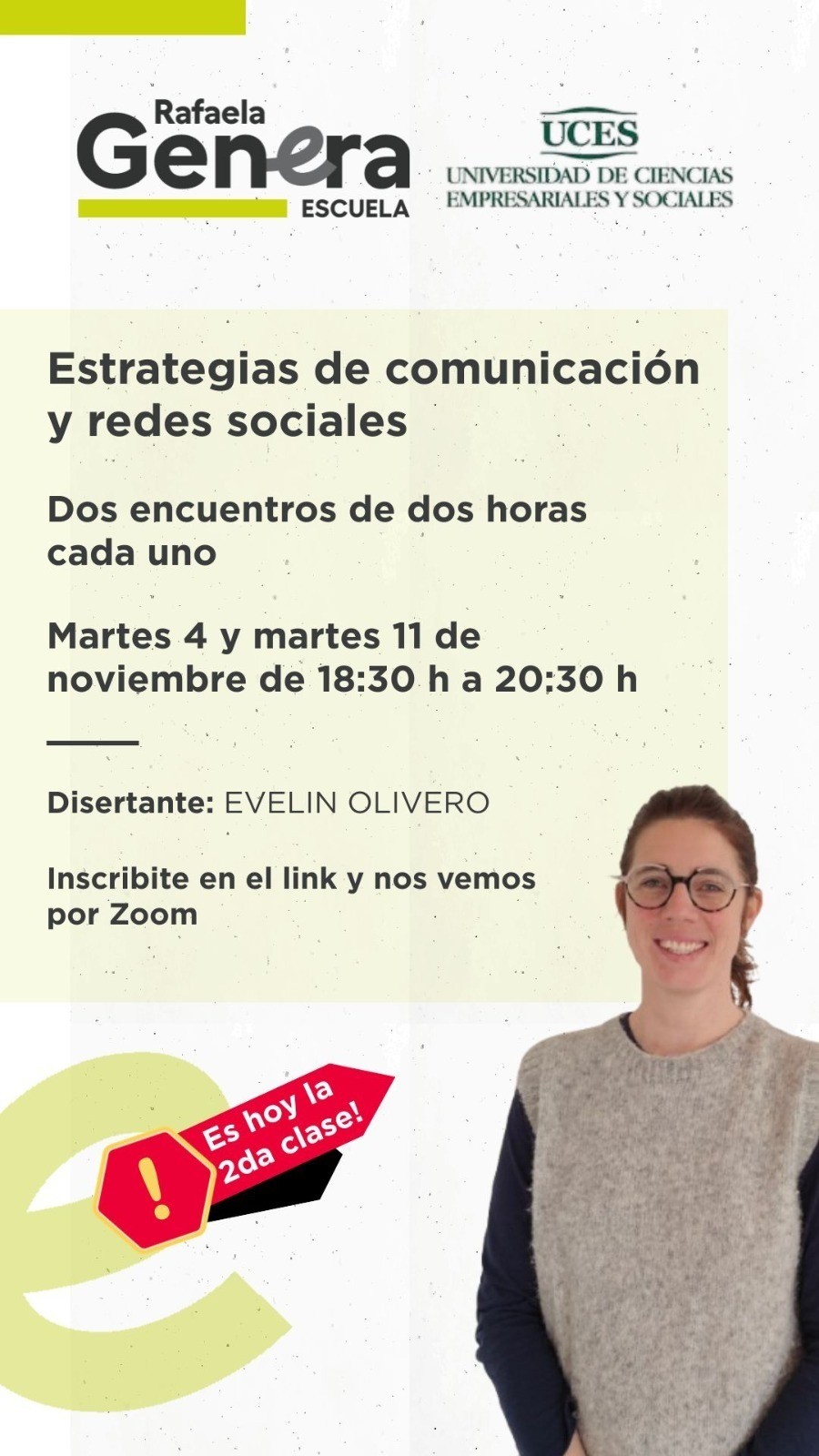 La clase se desarrollará de manera virtual.