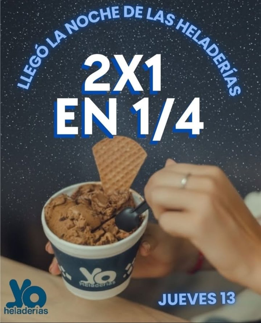 EN TODO EL PAIS. Este jueves se celebra la Noche de las Heladerías, con promociones y el clásico 2x1 en cuartos de helado artesanal.