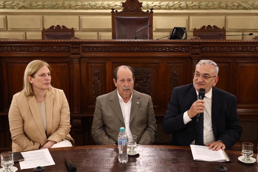 La vicegobernadora Gisela Scaglia, Owen Crippa y el senador Alcides Calvo.