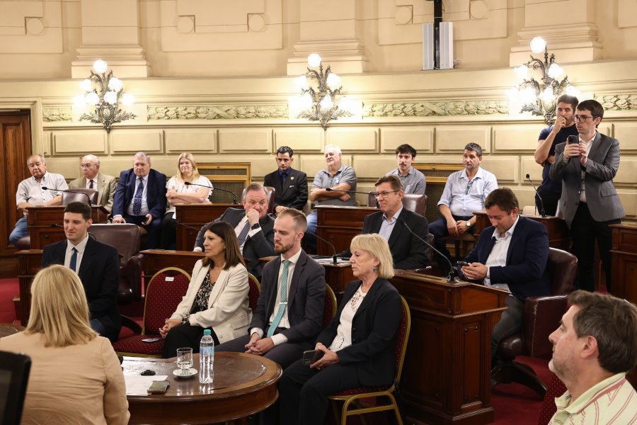 La presidenta de la C&aacute;mara de Diputados, Clara Garc&iacute;a y el referente de La Libertad Avanza, Bryan Mayer, se sumaron al homenaje a Crippa. (FOTO SENADO)